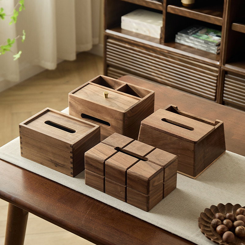 黑胡桃实木纸巾盒中式酒店家用客厅多功能收纳木质巧克力卫生纸盒,收纳整理,纸巾盒,淘宝优惠券,粉丝福利购,淘宝优惠卷