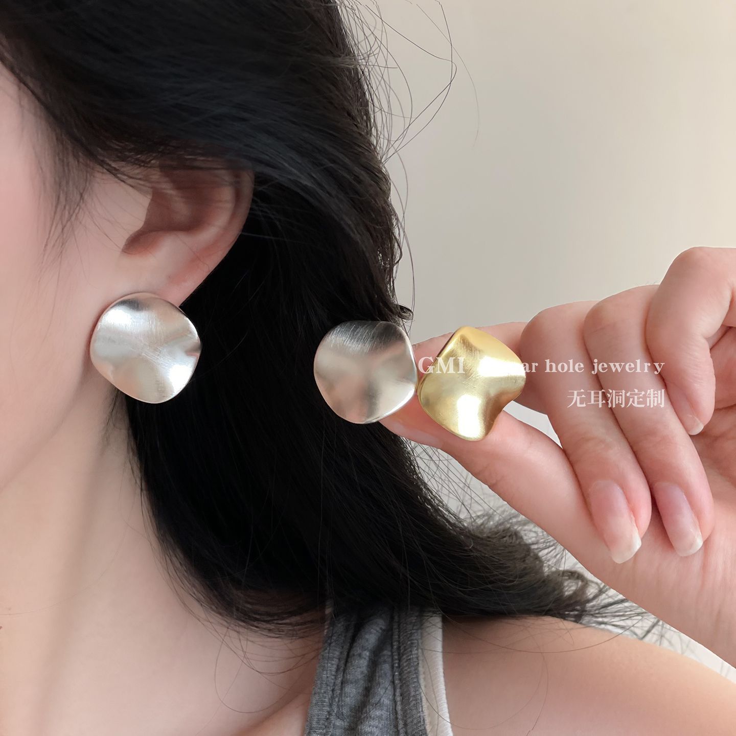 不规则曲面金属无耳洞耳夹女小众独特夸张气质耳环轻奢高级感耳饰