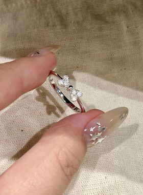 甜美新款银色蝴蝶结ins时尚戒指小众设计高级百搭食指指环精致