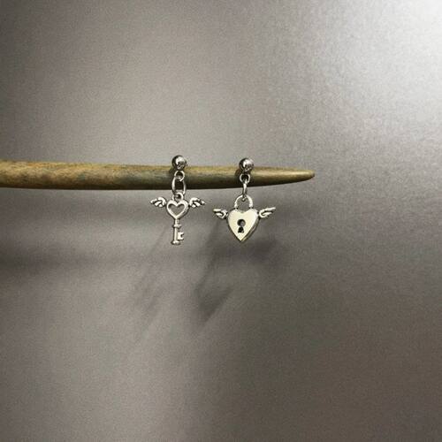Vintage古着The lock of love耳钉耳夹耳饰