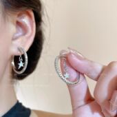 小众精致耳钉时尚 闪钻五角星耳圈女2025新款 爆款 夸张气质百搭耳饰