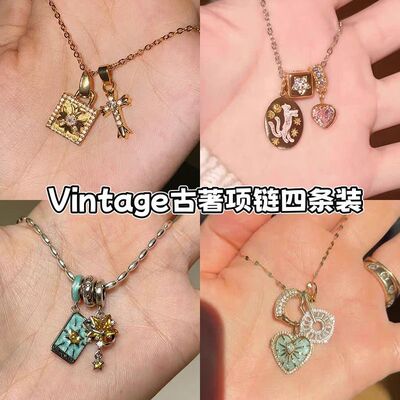 Holly同款~欧美锁扣方块十字架小众设计感项链百搭ins锁骨链