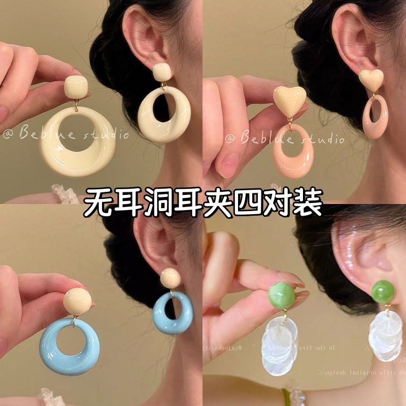 旺角卡门~适合夏天的港风耳环复古高级感圆脸小众夸张无耳洞耳夹