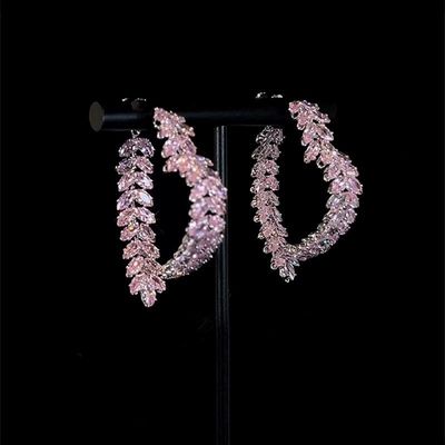 「心绽蔷薇」重工法式超闪粉色麦穗爱心耳环轻奢精致耳钉高级耳饰