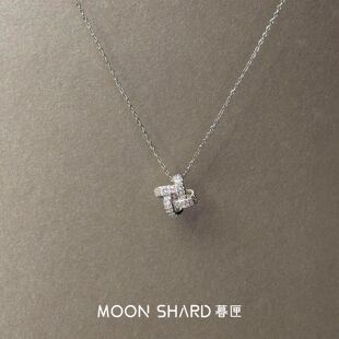 爆闪满钻几何交叉项链简约时尚百搭秋冬毛衣链韩系气质高级锁骨链