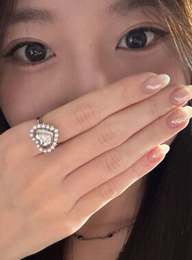 原创设计梦幻乌托邦浪漫蕾丝少女爱心珍珠锆石戒指小众高级ins风