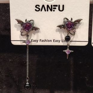 暗黑复古恶魔耳钉甜酷高级时尚个性翅膀小众耳饰耳环新款耳夹