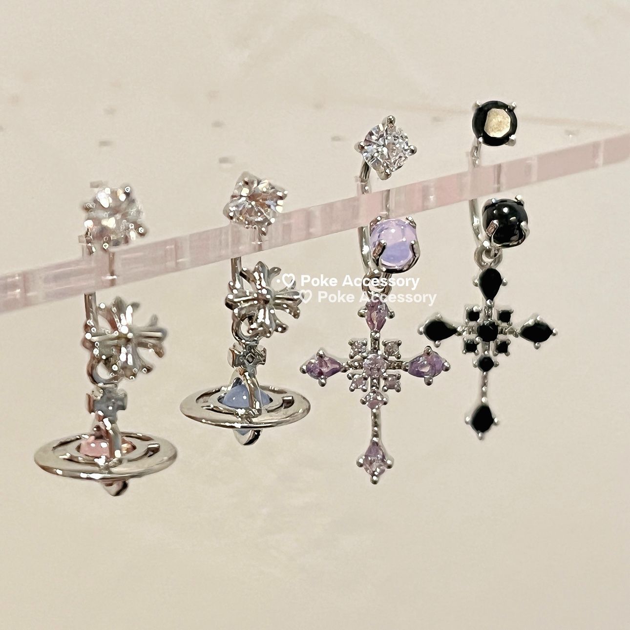 破壳是我的小猫|星球轨道 耳钉马蹄环爆闪甜酷辣妹十字架土星