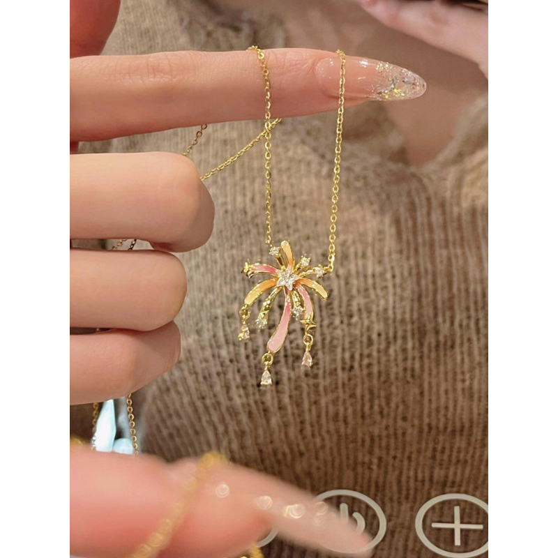 新款浪漫烟花项链女轻奢小众高级感设计吊坠项链新年礼物送女友