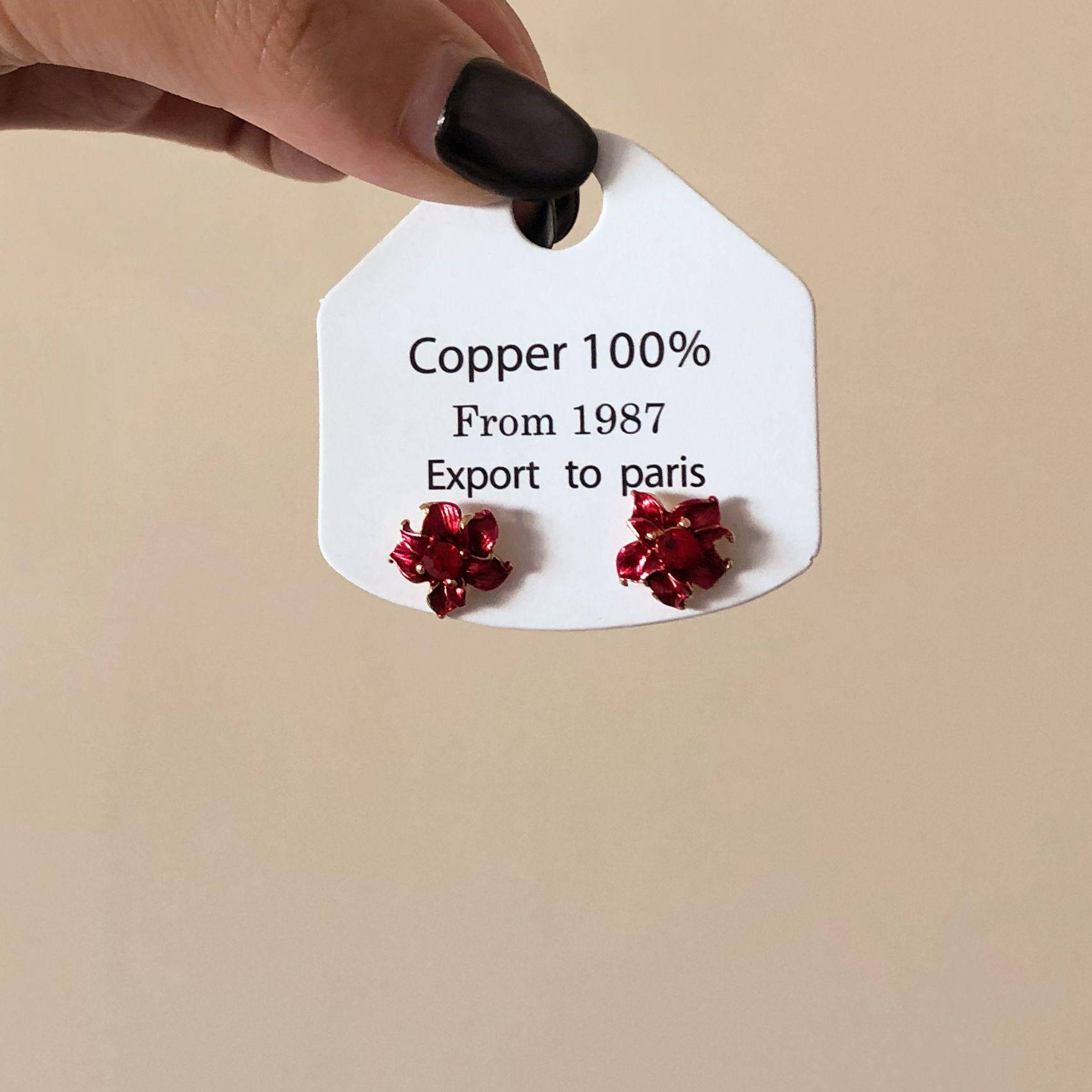 【炙热绽放】罂粟红曼陀罗耳钉 珐琅原创设计小众高级感小耳钉女