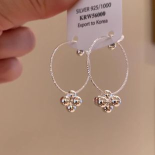 银色花球耳环女高级感耳钉独特夸张耳圈百搭耳饰轻奢小众