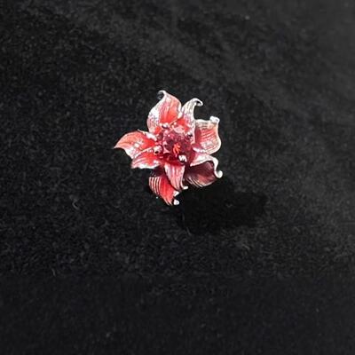 【炙热绽放】罂粟红曼陀罗耳钉 珐琅原创设计小众高级感小耳钉女