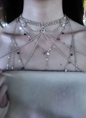 纯欲choker项链女夏日辣妹风身体装饰链胸链全身性感bikini颈链