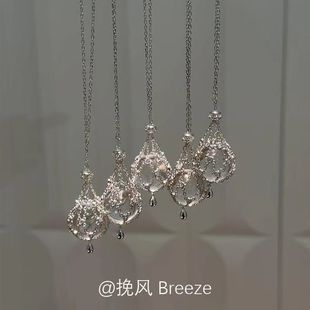 「捕梦星芒」白色圆珠网兜项链清冷感法式小众设计百搭锁骨链女