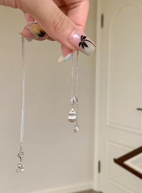 银色葫芦跑环项链2025新ins小众轻奢中古时尚百搭铜钱气质锁骨链