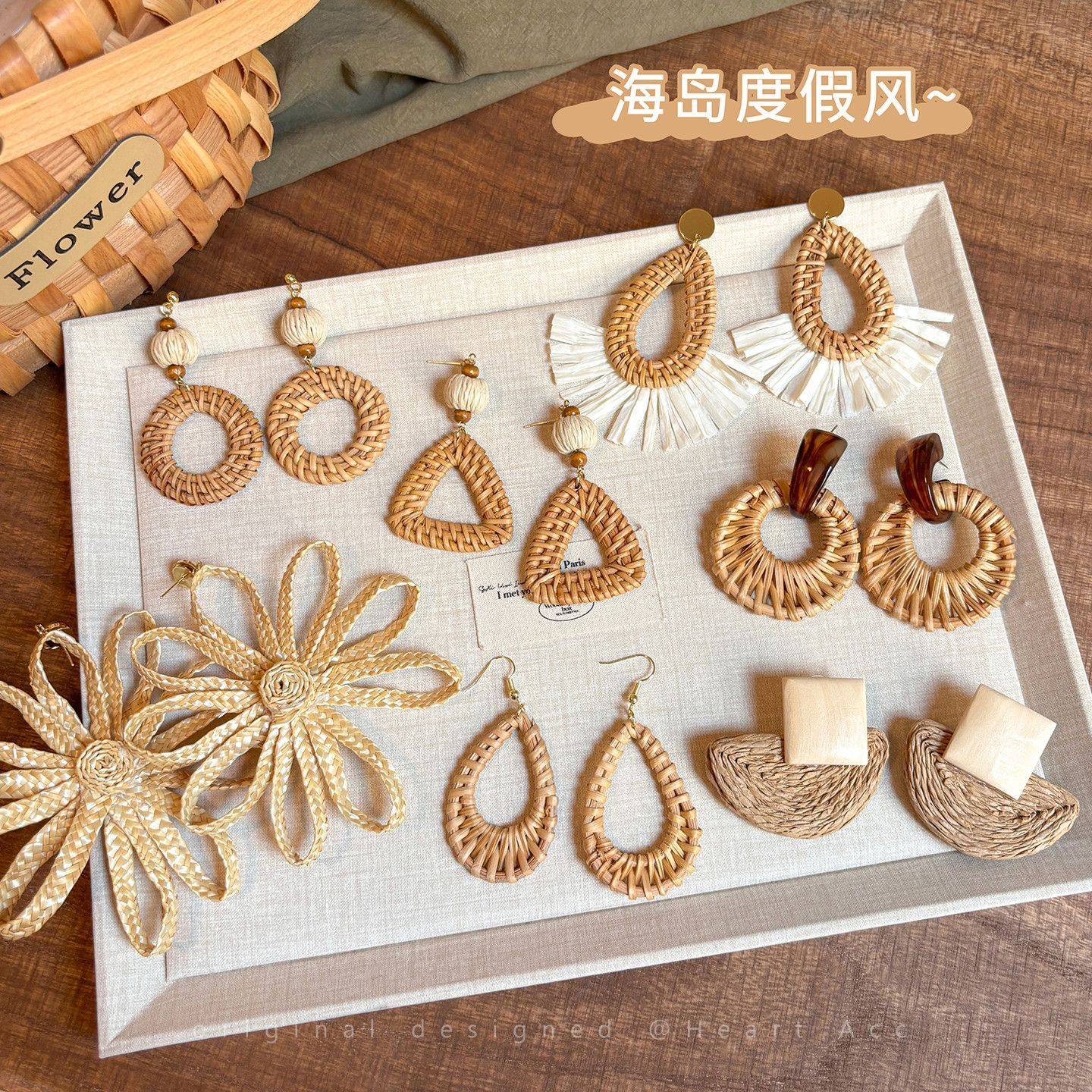 西西里海岛~波西米亚草编耳环女海边沙滩度假耳钉民族风夸张耳饰,饰品/流行首饰/时尚饰品新,耳环,淘宝优惠券,粉丝福利购,淘宝优惠卷