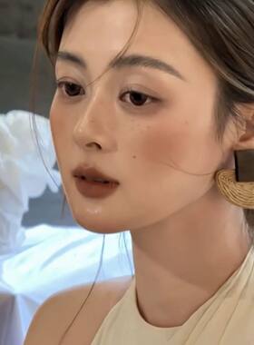 原宿风木质复古夸张度假风森系几何编织耳环耳钉简约百搭气质耳饰