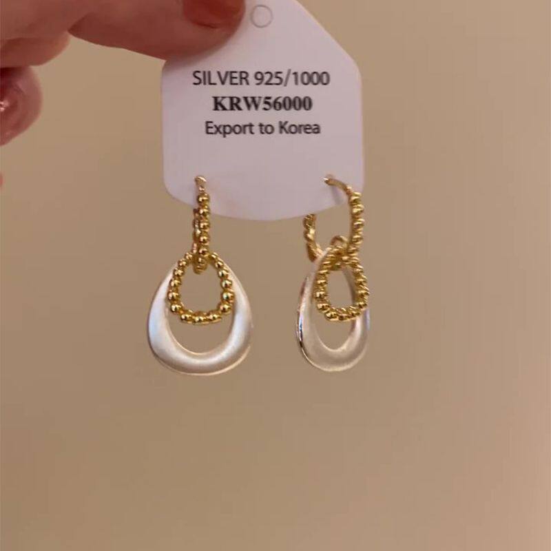 「日色微明」法式几何撞色串珠耳环女气质时尚复古小众百搭耳饰