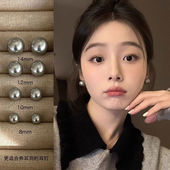 fever同款 ins风灰珠珠耳钉女养耳洞独特耳环耳饰高级感