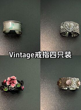 Vintage古着 Music and Redemption戒指银色宽面音乐符号戒指