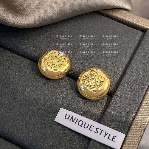 复古月饼花金豆耳钉女士高级感轻奢独特设计耳环欧美气质金属耳饰