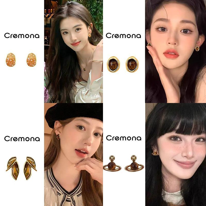 高级感橘色渐变耳夹无耳洞2025新款小清新蚊香盘无痛耳夹耳饰女