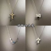 Vintage古着 锁骨链 cross项链中古金色十字架长款 Golden petal