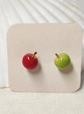 小红书同款苹果樱桃耳钉小众设计感可爱耳钉气质百搭2025新款耳饰