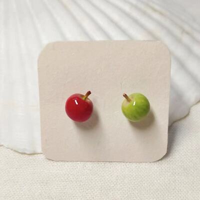 小红书同款苹果樱桃耳钉小众设计感可爱耳钉气质百搭2025新款耳饰