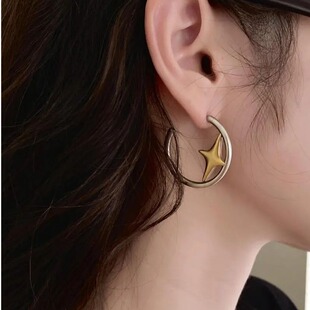 重塑未来/RecoPan 原创做旧铜色哑光个性星芒极简耳环耳饰