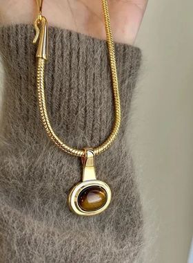 法式美拉德椭圆蛇骨链女秋冬款洋气高颜值项链2025新款颈链