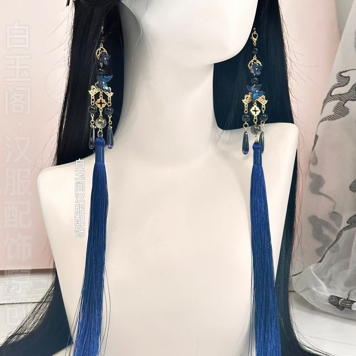古风耳挂男女耳饰流苏背云腰挂COS新中式多用无耳洞国风耳坠长款