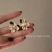 花朵烤漆耳环 沦陷了 超仙法式 巴洛克复古港风高级感小众设计耳钉