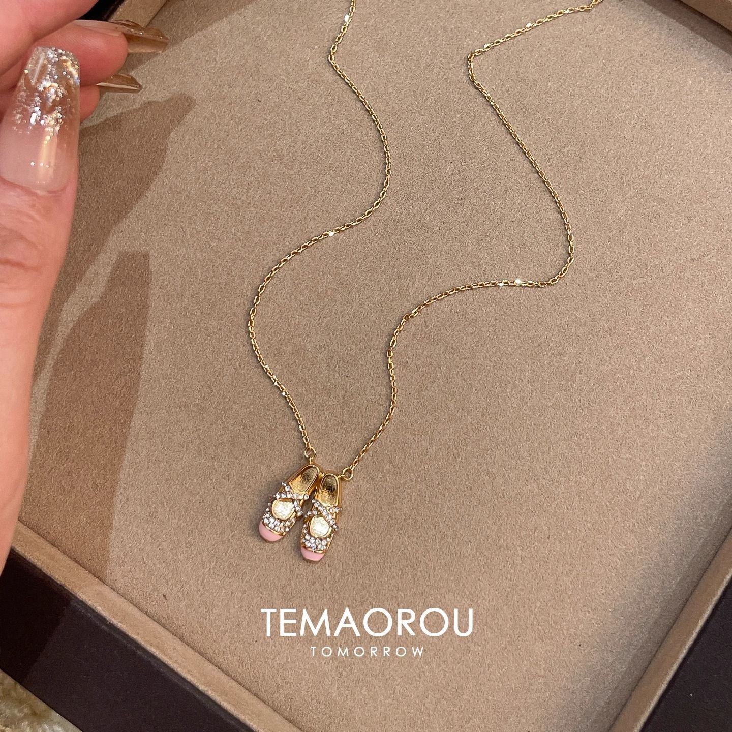 韩版芭蕾舞鞋碎钻项链小众设计优雅气质秋春夏新品日常时尚百搭