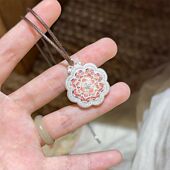 洛神 新中式 精致百搭珐琅彩镂空银色吊坠送礼物