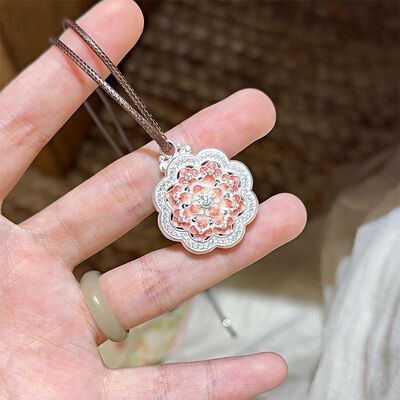 洛神 新中式精致百搭珐琅彩镂空银色吊坠送礼物