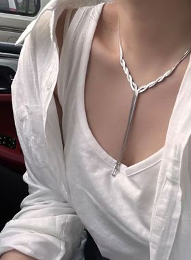 欧美风轻奢复古编织流苏项链独特设计感气质夸张蛇骨链颈链锁骨链