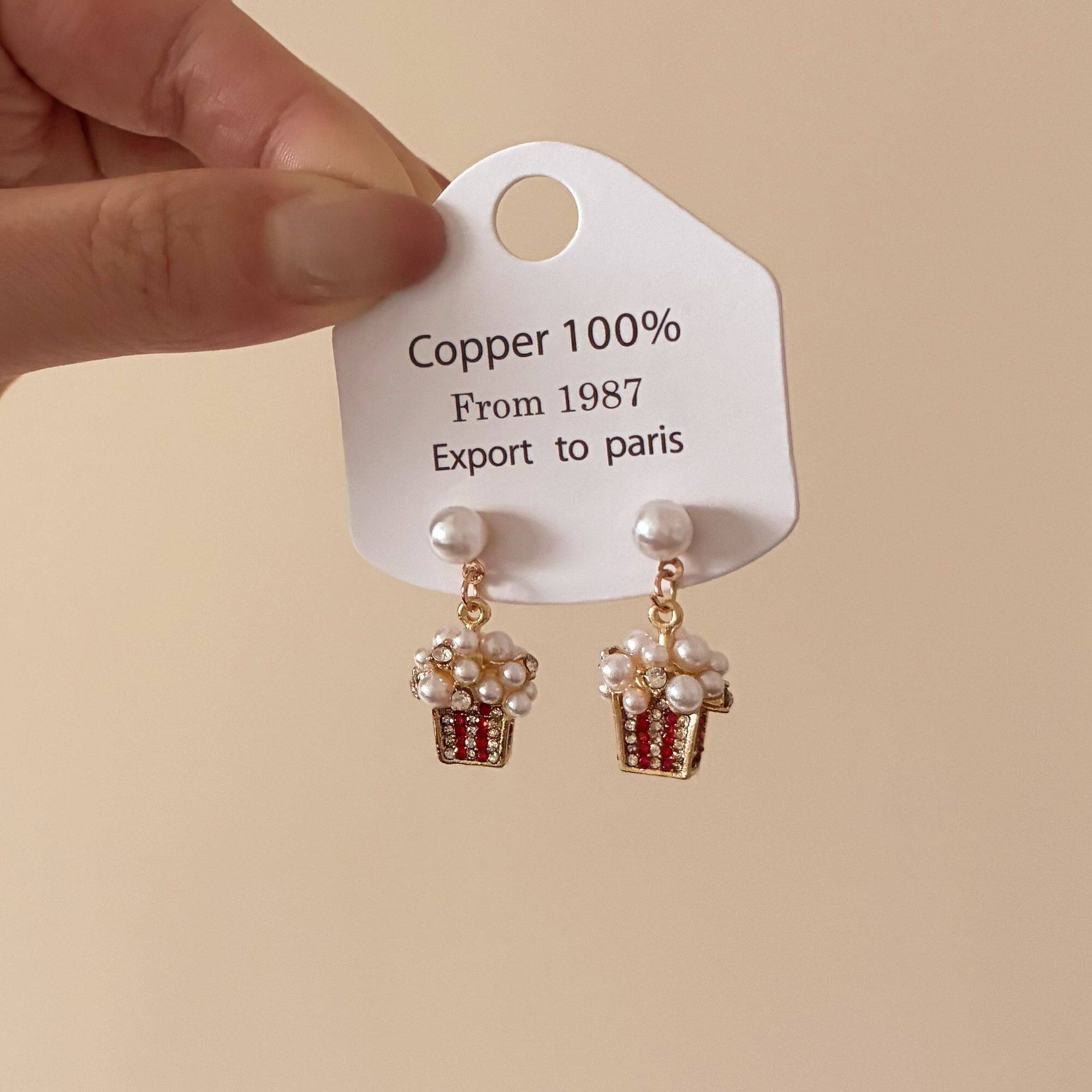 2025爆款珍珠爆米花桶高级感耳钉韩版小众可爱耳环清新甜美耳饰