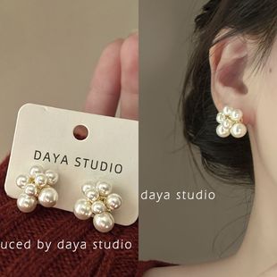 珍珠烟火 高级感法式复古珍珠耳环 精致轻奢小众设计气质简约耳钉