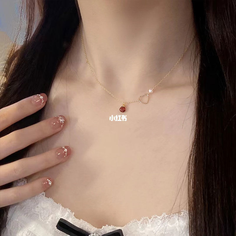 甜美少女淡水珍珠爱心项链