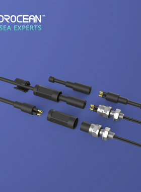 3芯4芯M10水密接插件防水连接器水下电缆ROV紧凑型公母插拔接头