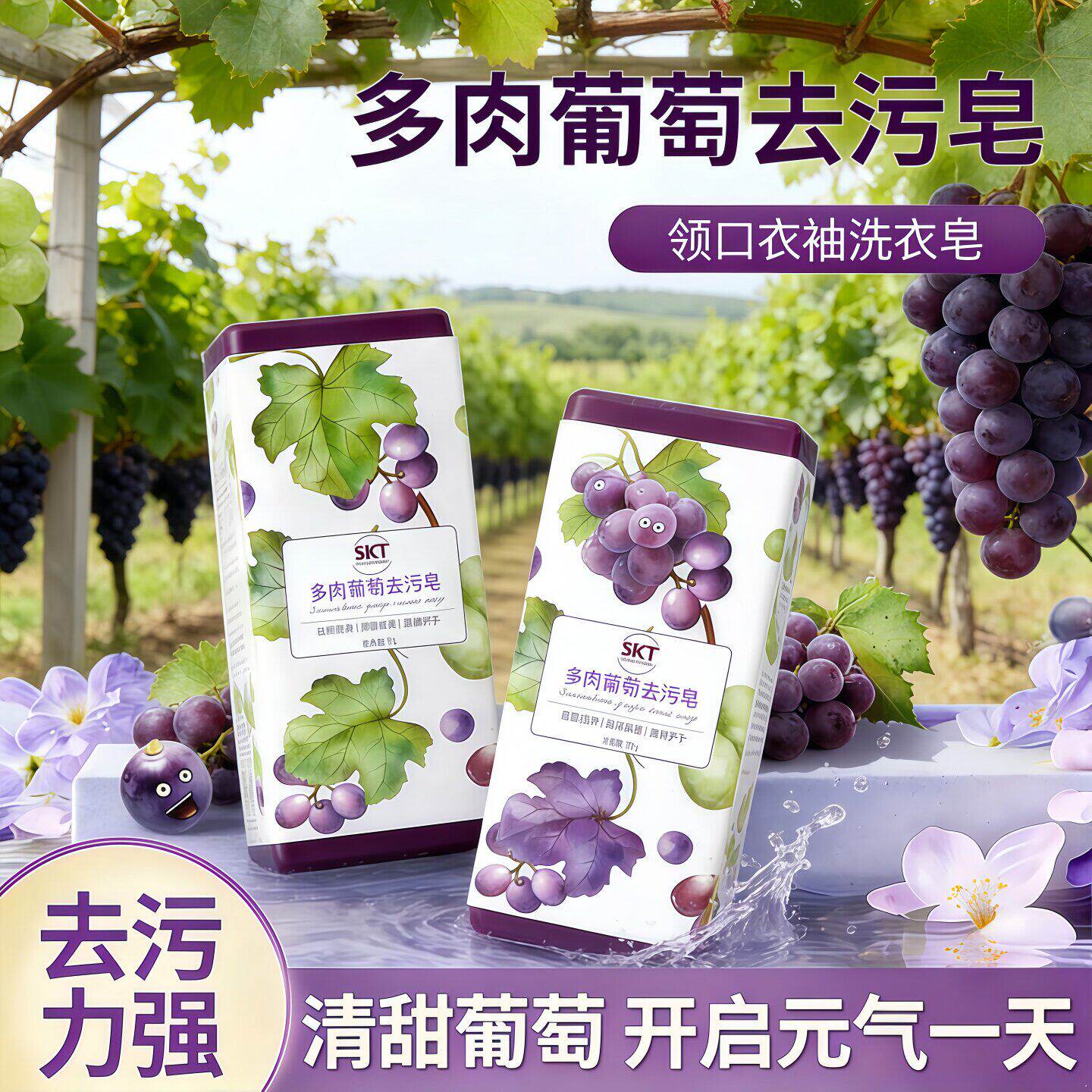 多肉葡萄洗衣皂旅行便携领口衣袖肥皂洗手香皂去污皂洗粉扑化妆刷