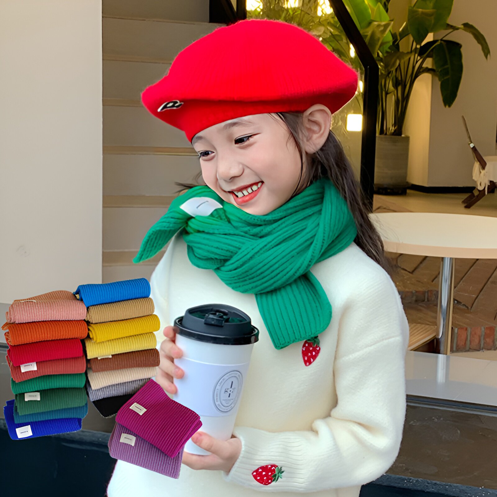 儿童细毛线围巾针织秋冬季韩版婴儿加厚保暖女宝宝防风围脖男脖套