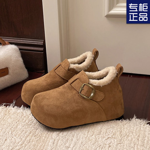 内7cm厚底加绒全包勃肯鞋女鞋子2026新款冬季雪地靴毛绒棉鞋