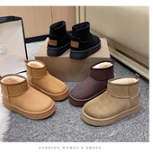 冬季 加绒中短筒雪地靴女加厚保暖厚底防滑雪地短靴外穿棉鞋