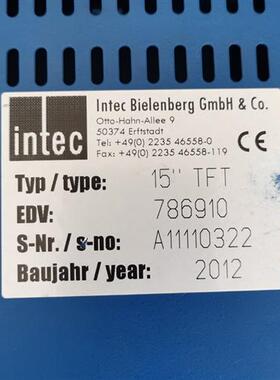 德国Intec涂胶系统15寸TFT控制屏实物拍照的成色不