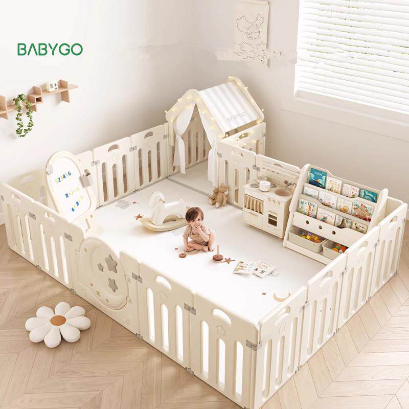 拉车套罩babygo星月围栏婴儿爬行垫防护栏家用爬爬垫围栏一体游戏
