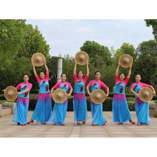 春英广场舞秧歌服水墨漓江美广场扇子舞伞舞斗笠古典舞蹈演出服装