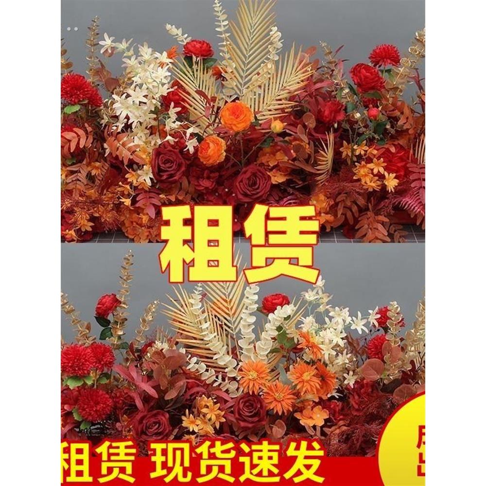 新款婚庆彷真花尤加利盆花T台路引花舞台花背景花点桌花成品绢花