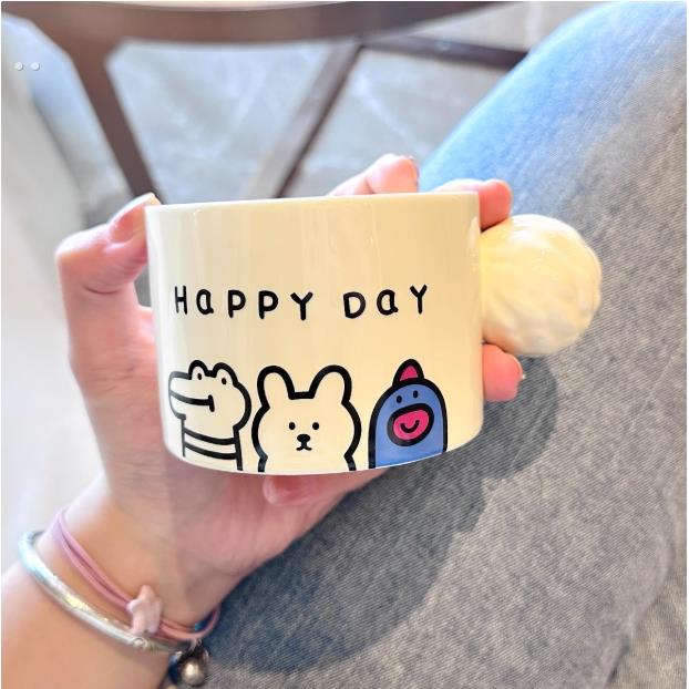 创意陶瓷杯可爱搞怪涂鸦设计感马克杯家用水杯咖啡杯早餐燕麦杯子